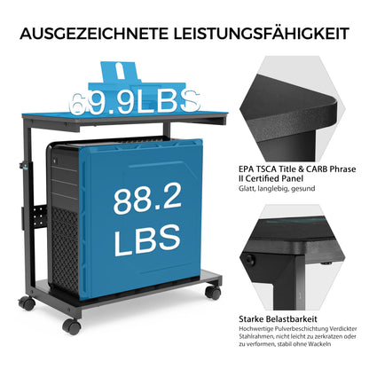 EUREKA ERGONOMIC CPU-Ständer höhenverstellbar mit Rollen, Schwarz