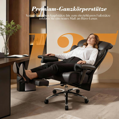 Efomao Chefsessel Ergonomisch PU-Leder mit Fußstütze bis 200 kg