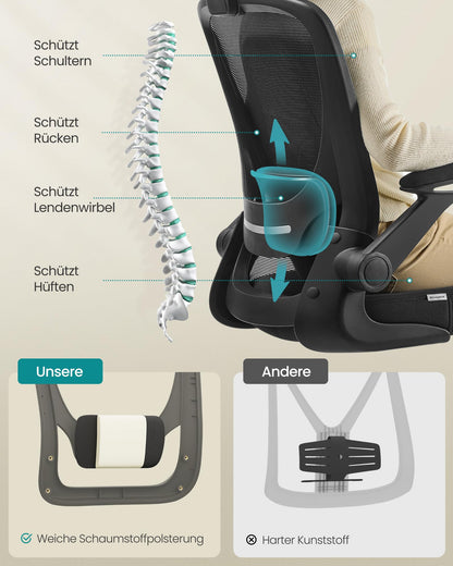 SONGMICS Ergonomischer Bürostuhl mit Mesh & Kopfstütze