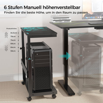 EUREKA ERGONOMIC CPU-Ständer höhenverstellbar mit Rollen, Schwarz