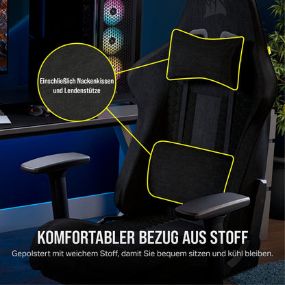 Corsair TC100 Gaming-Stuhl – Stoff, Lenden- & Nackenkissen