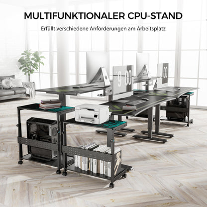 EUREKA ERGONOMIC CPU-Ständer höhenverstellbar mit Rollen, Schwarz