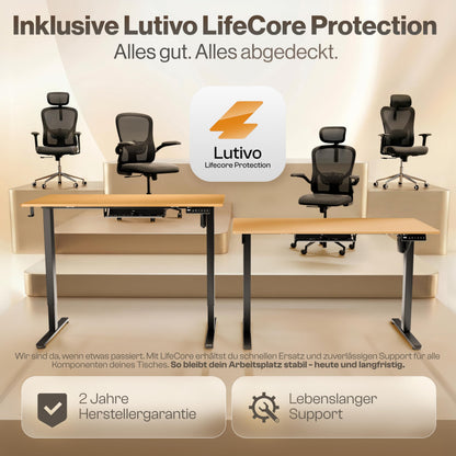 LUTIVO Foxtrot Elektrischer Schreibtisch 120x60 cm, leise, Kabelversteck