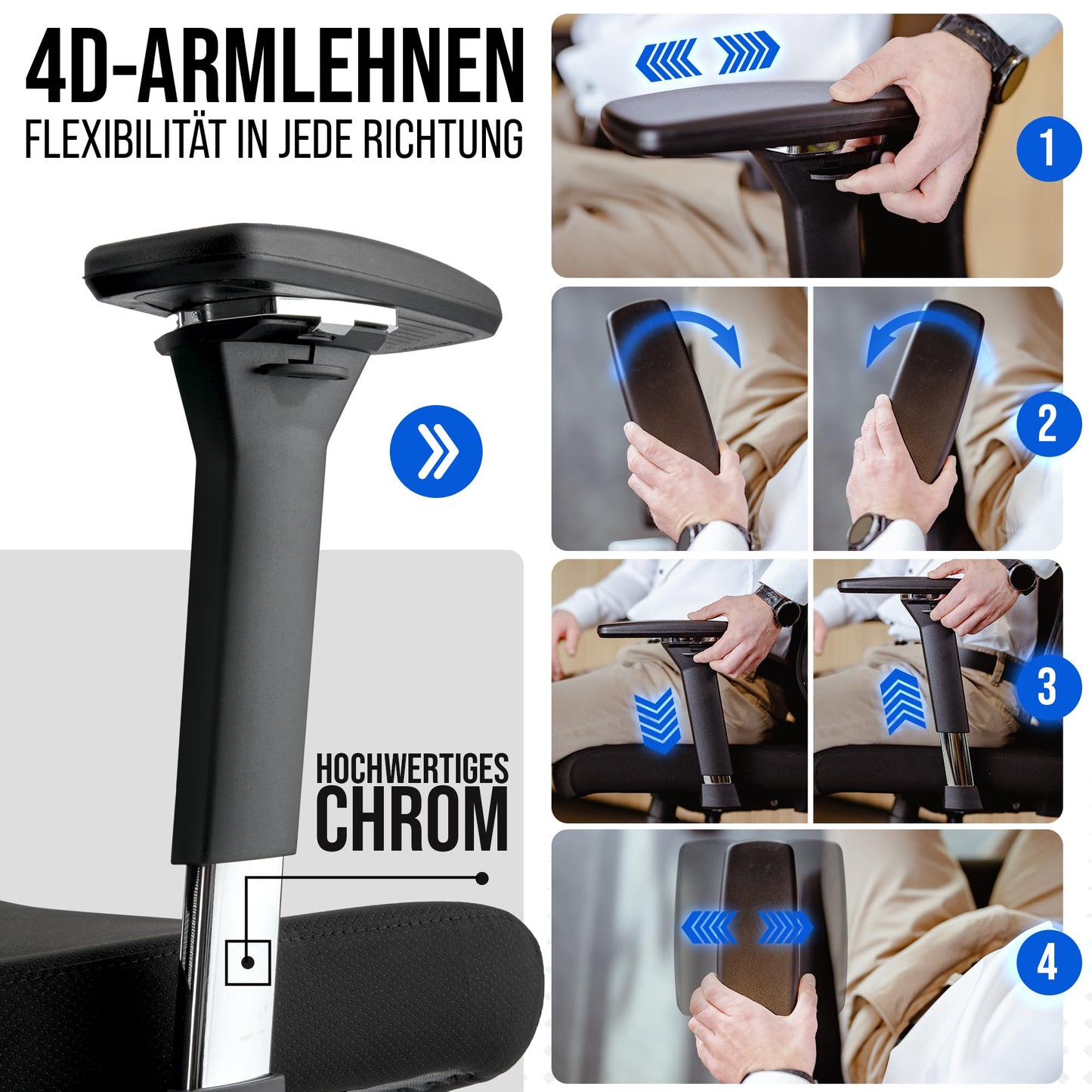 ELITESEATS Ergonomischer Bürostuhl – Atmungsaktiv, 150 kg