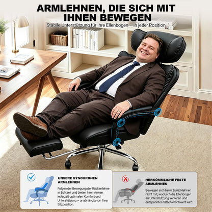 BASETBL Bürostuhl 200kg – 3D Armlehnen, Lendenstütze, EN12520