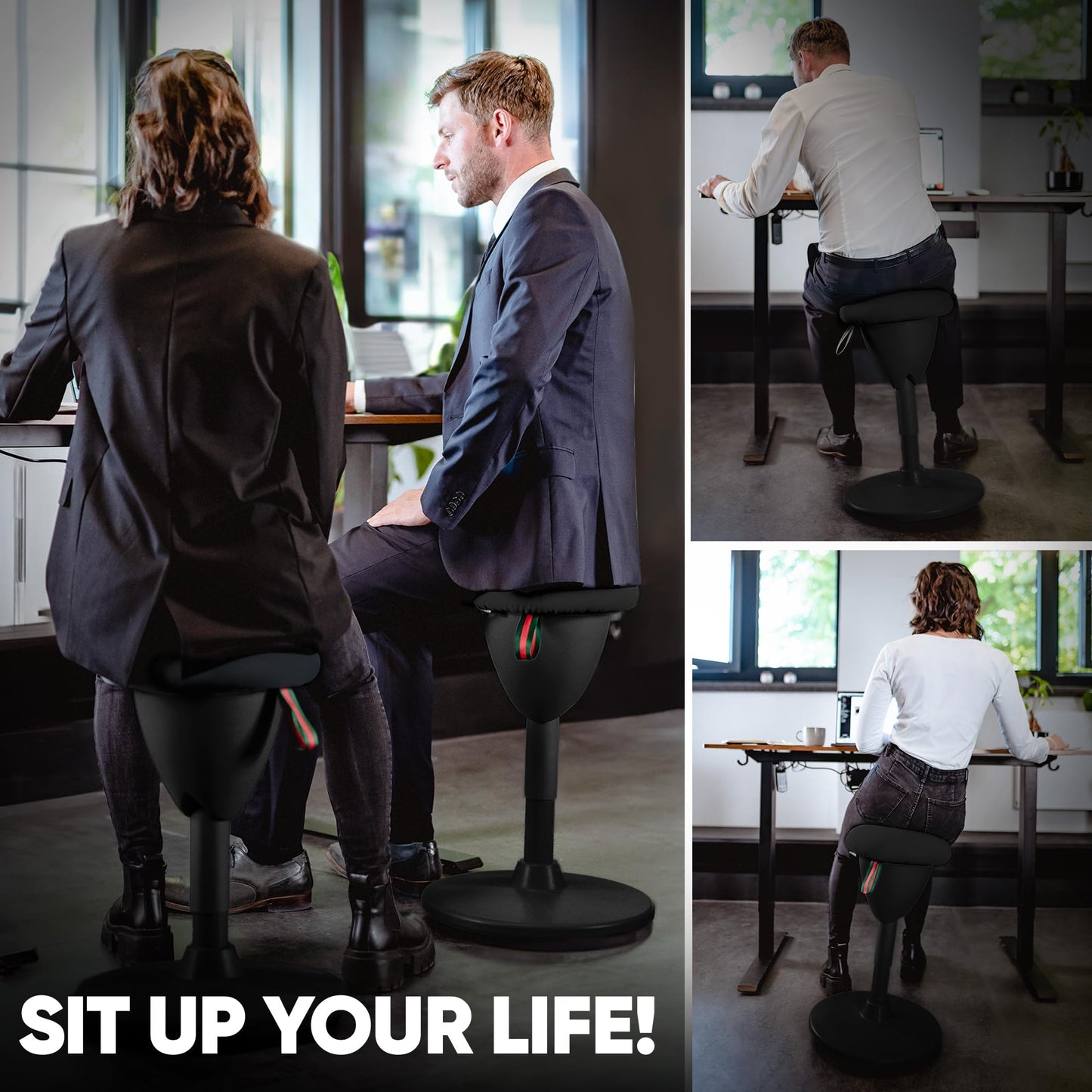 SteinLife Ergonomischer Bürohocker Höhenverstellbar 48–68 cm