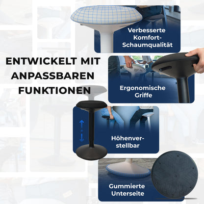 Ergonomischer Bürohocker höhenverstellbar 55–80 cm – Mattschwarz