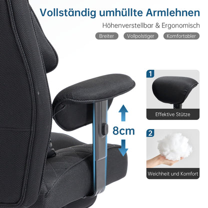 Asukale Ergonomischer Bürostuhl XXL 200kg – Mesh, Fußstütze