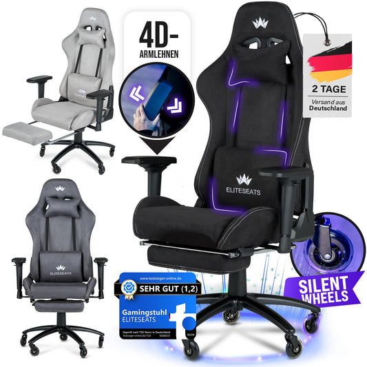 ELITESEATS Ergonomischer Gaming Stuhl, 4D-Armlehnen, Fußstütze