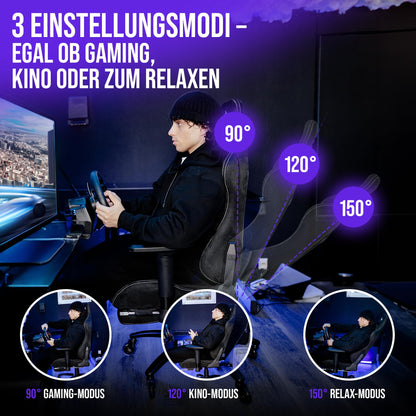 ELITESEATS Ergonomischer Gaming Stuhl, 4D-Armlehnen, Fußstütze