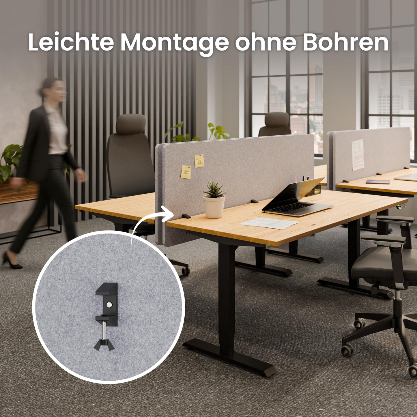 Ergotopia Focus Pure Akustik-Trennwand Schreibtisch 180x60cm