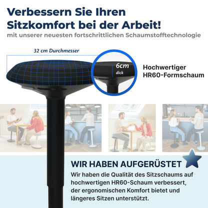 Ergonomischer Bürohocker höhenverstellbar 55–80 cm – Mattschwarz