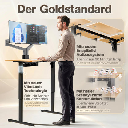 LUTIVO Foxtrot Elektrischer Schreibtisch 120x60 cm, leise, Kabelversteck