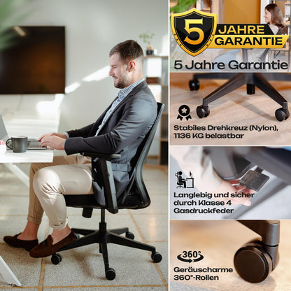VALKENSTOL M2 Ergonomischer Bürostuhl mit Lendenwirbelstütze
