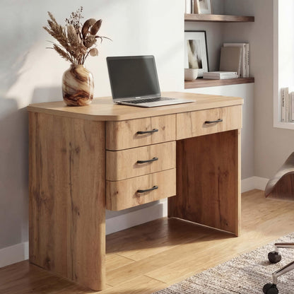 Mendler Schreibtisch HWC-P42, 4 Schubladen, 110x60 cm, Wotan-Eiche