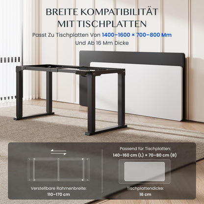 FLEXISPOT 4-Bein Tischgestell Elektrisch, Dual Motor, 71,5–118,5 cm