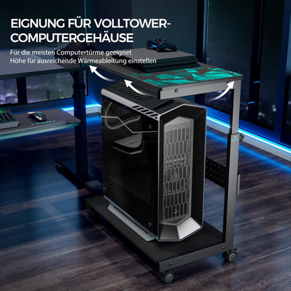 EUREKA ERGONOMIC CPU-Ständer höhenverstellbar mit Rollen, Schwarz