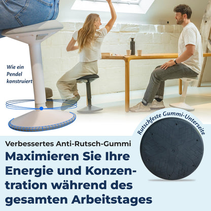 Ergonomischer Bürohocker höhenverstellbar 55–80 cm – Mattschwarz