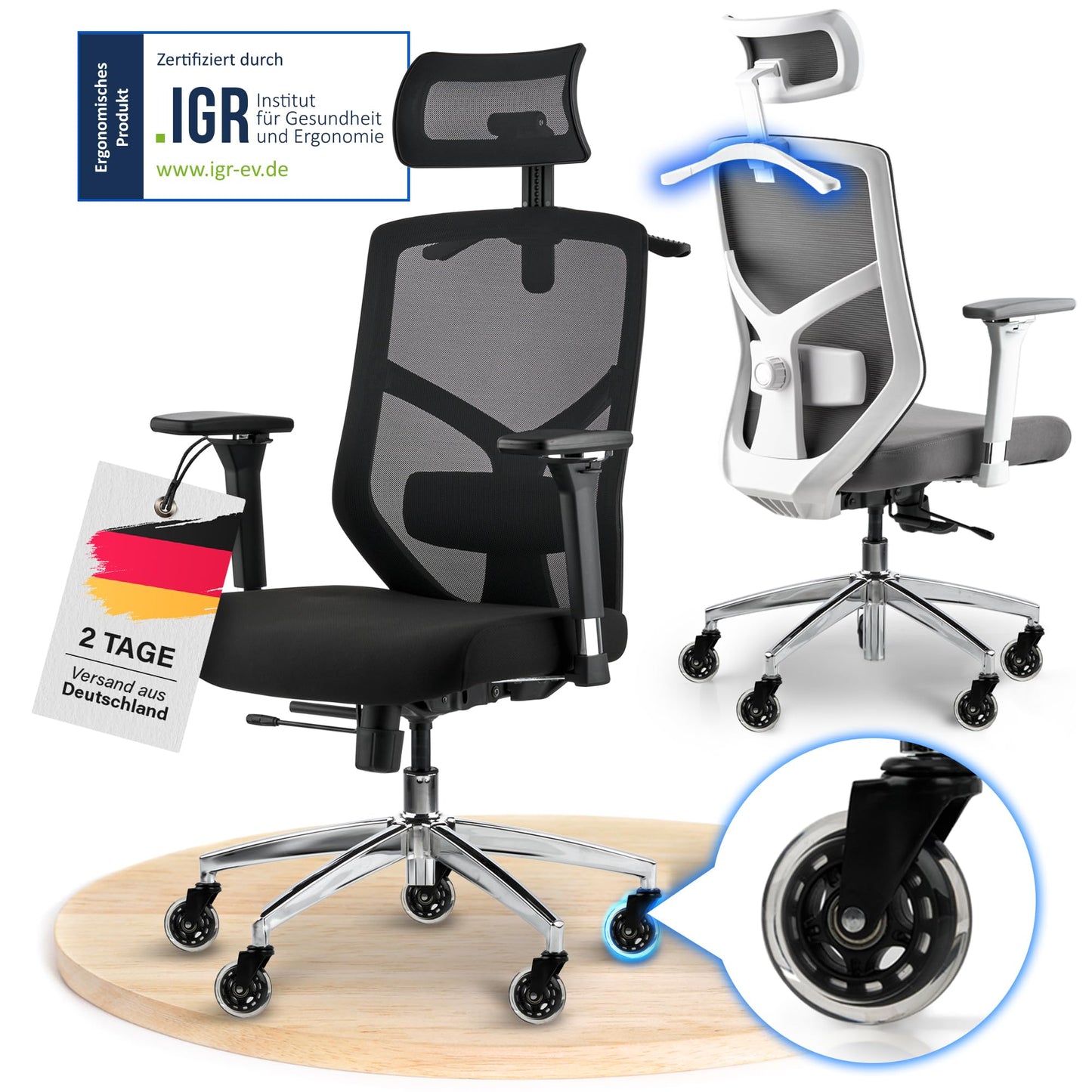 ELITESEATS Ergonomischer Bürostuhl – Atmungsaktiv, 150 kg