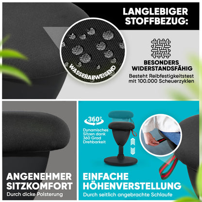 SteinLife Ergonomischer Bürohocker Höhenverstellbar 48–68 cm