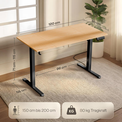 LUTIVO Foxtrot Elektrischer Schreibtisch 120x60 cm, leise, Kabelversteck